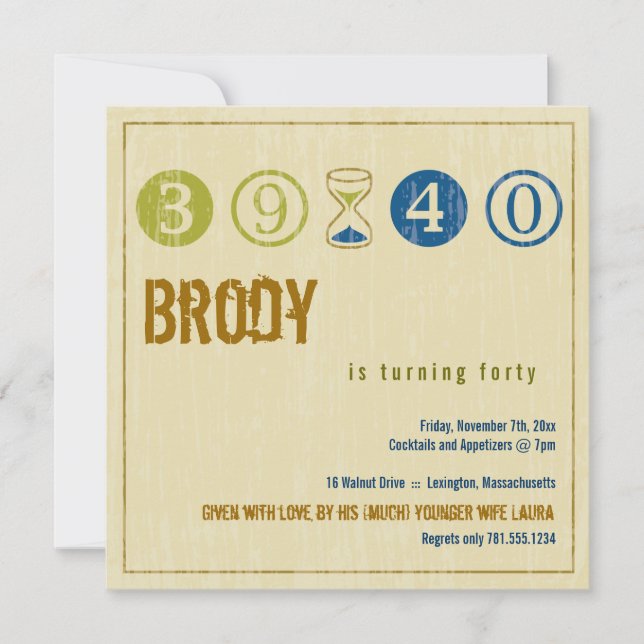 40.ª Invitación a cumpleaños - Personalizar (Anverso)