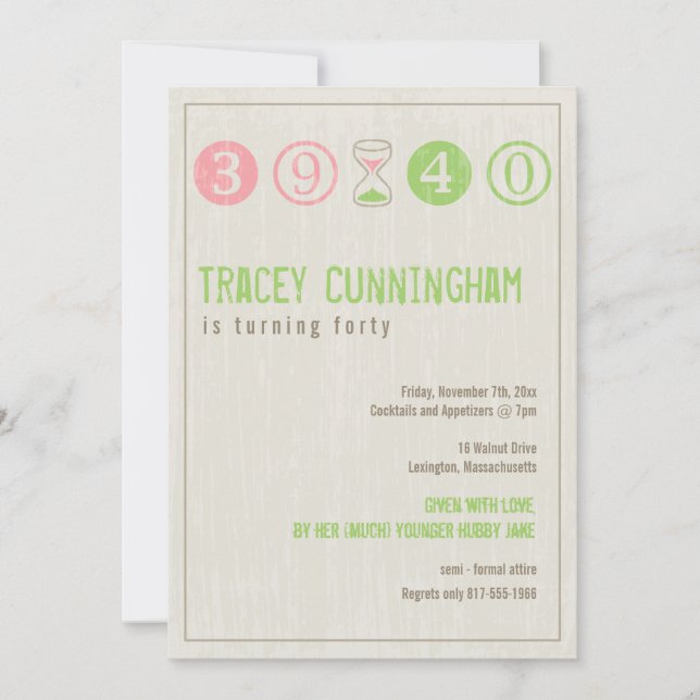 40.ª Invitación a cumpleaños - Personalizar (Anverso)