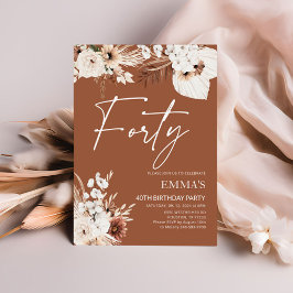 40.ª invitación a cumpleaños Terracotta Boho Pampa