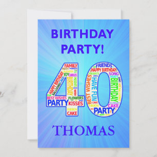 40.ª invitación a fiesta de cumpleaños Añadir un n