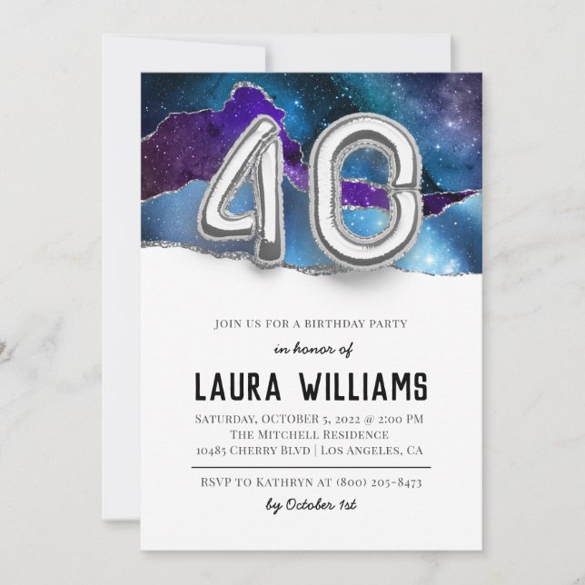 40.ª invitación a la fiesta de cumpleaños (Anverso)