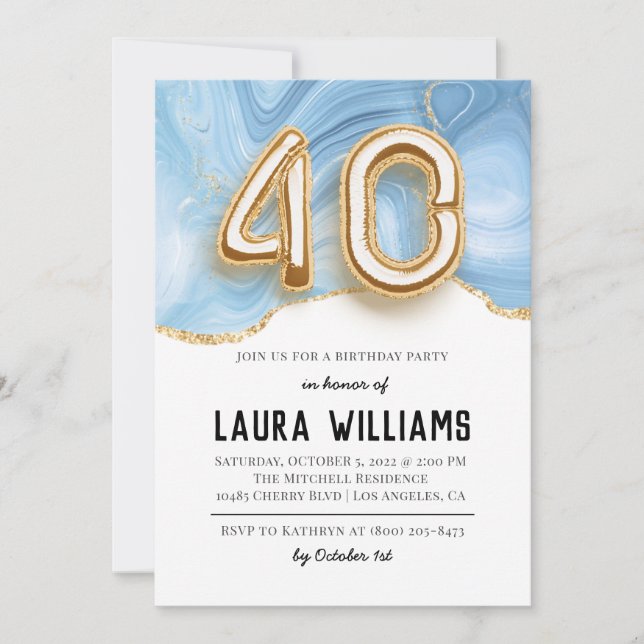 40.ª invitación a la fiesta de cumpleaños (Anverso)