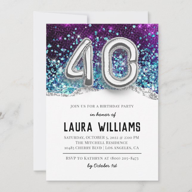40.ª invitación a la fiesta de cumpleaños (Anverso)