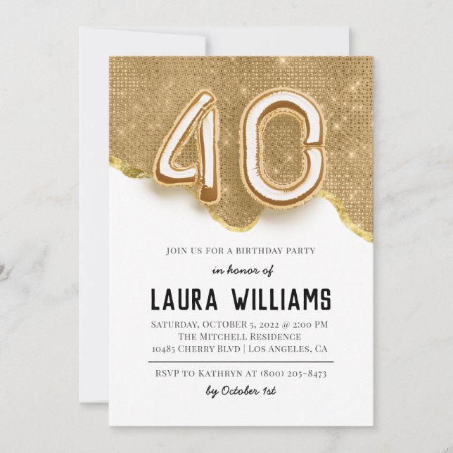 40.ª invitación a la fiesta de cumpleaños (Anverso)