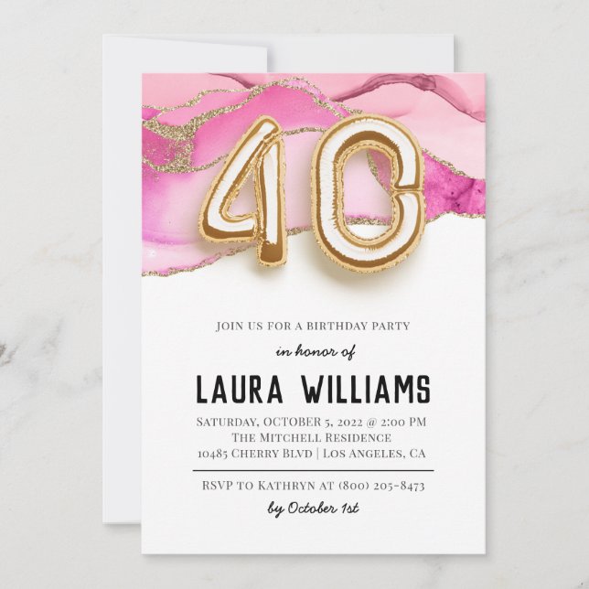 40.ª invitación a la fiesta de cumpleaños (Anverso)