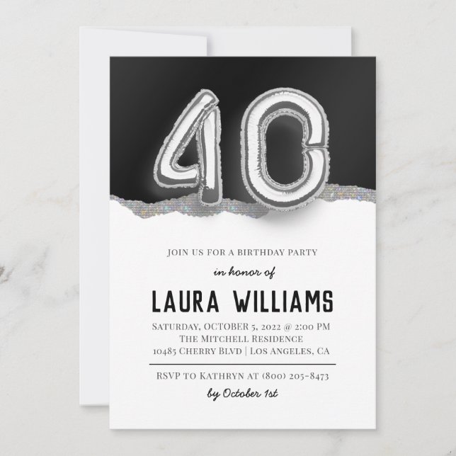 40.ª invitación a la fiesta de cumpleaños (Anverso)