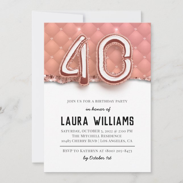 40.ª invitación a la fiesta de cumpleaños (Anverso)