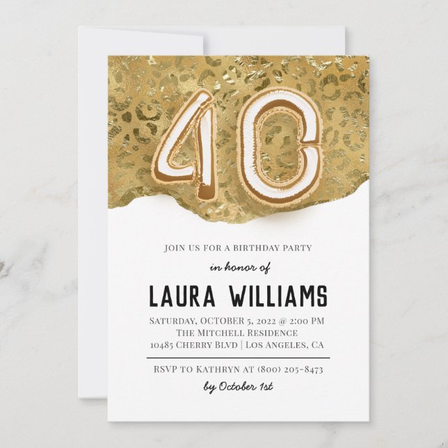 40.ª invitación a la fiesta de cumpleaños (Anverso)