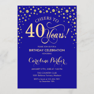 40.ª invitación a la fiesta de cumpleaños - Azul r