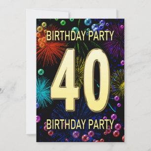 40.ª Invitación a la fiesta de cumpleaños Fuegos a