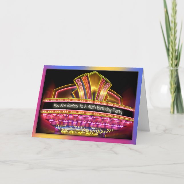 40.ª invitación a la fiesta de cumpleaños luces de (Anverso)