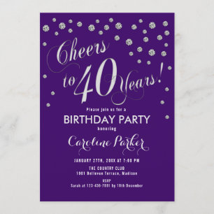 40.ª invitación a la fiesta de cumpleaños - Púrpur