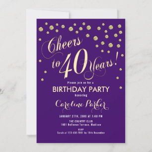 40.ª invitación a la fiesta de cumpleaños - Púrpur