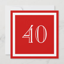 40.ª invitación a la fiesta de cumpleaños - Rojo