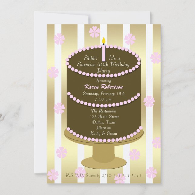 40.ª Invitación a la fiesta de cumpleaños sorpresa (Anverso)