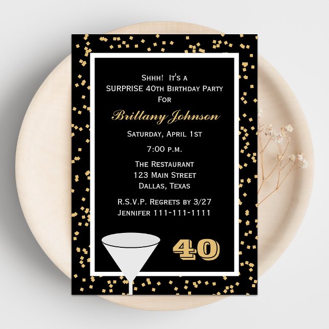 40.ª Invitación a la fiesta de cumpleaños sorpresa (Subido por el creador)
