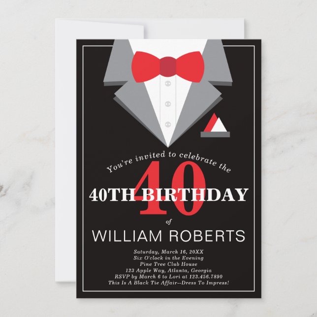 40.ª invitación a la fiesta de cumpleaños, Tuxedo (Anverso)