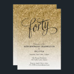 40.ª invitación a Purpurina Ombre de Oro de Cumple<br><div class="desc">Esta moderna invitación a la fiesta de cumpleaños del purpurina, de color oro oscuro, presenta un purpurina llamativo en oro falso y un audaz encabezado de tipografía. Agregue el texto de su personalizado mediante el formulario de plantilla. Hay opciones adicionales para texto y diseño disponibles si elige un personalizar más...</div>