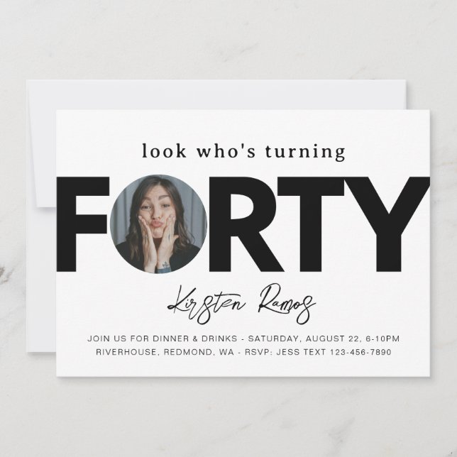 40.ª invitación de cumpleaños | 40.ª Minimalista (Anverso)