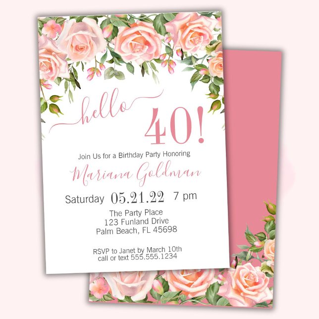 40.ª invitación de cumpleaños Fiesta moderno con f (Subido por el creador)