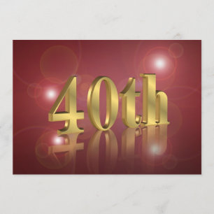 40.ª invitación de cumpleaños número rojo y oro