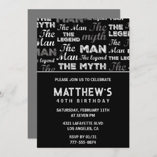 40.ª invitación de cumpleaños para él Men Myth Leg