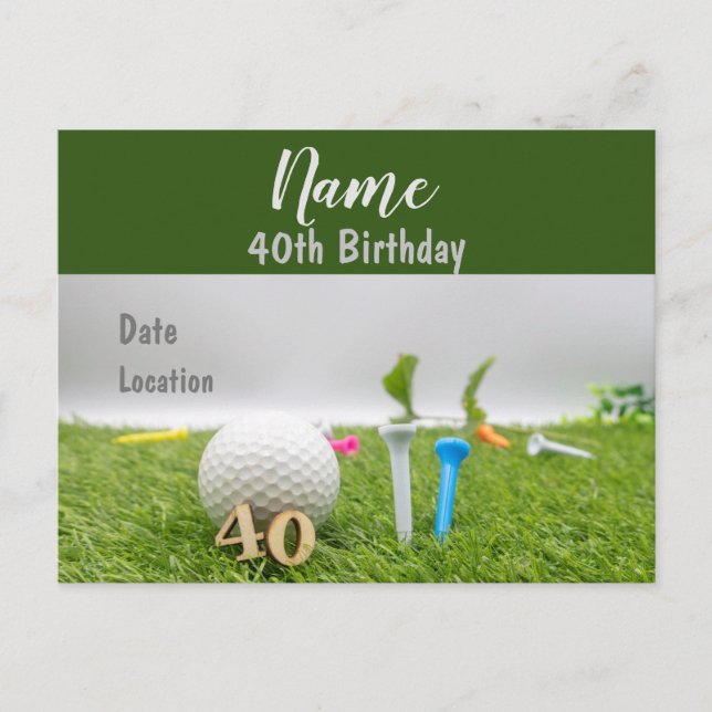 40.ª invitación de fiesta de cumpleaños en verde (Anverso)