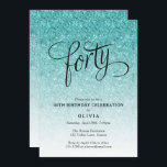 40.ª invitación de Purpurina Blue Ombre<br><div class="desc">Esta moderna invitación a la fiesta de cumpleaños del Purpurina Blue Ombre presenta un purpurina llamativo falso y un audaz encabezado de tipografía. Agregue el texto de su personalizado mediante el formulario de plantilla. Hay opciones adicionales para texto y diseño disponibles si elige un personalizar más detallado.</div>
