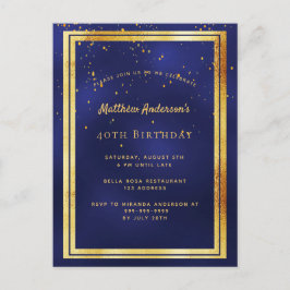 40.ª invitación fiesta oro azul brillante