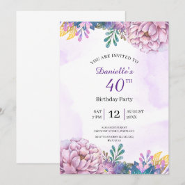 40.ª invitación floral púrpura