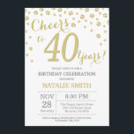 40.ª invitación para el Diamante Purpurina de Oro<br><div class="desc">Invitación de cumpleaños 40 con antecedentes de diamante Purpurina de oro. confetti de efecto metalizado dorado. Cumpleaños de adultos. Cumpleaños de hombres o mujeres. Para una mayor personalización,  haga clic en el botón "Personalizar" y utilice nuestra herramienta de diseño para modificar esta plantilla.</div>
