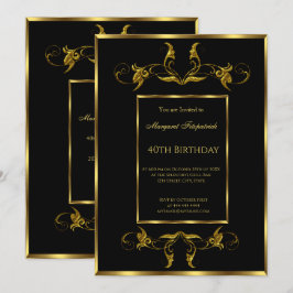 40.ª invitación para la fiesta de cumpleaños Black