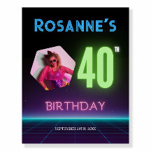 40.ª Personalizado de Bienvenida Retro Neon