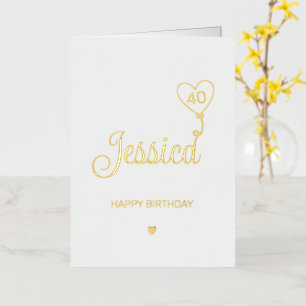 40.ª tarjeta de cumpleaños feliz cuadragésimo oro