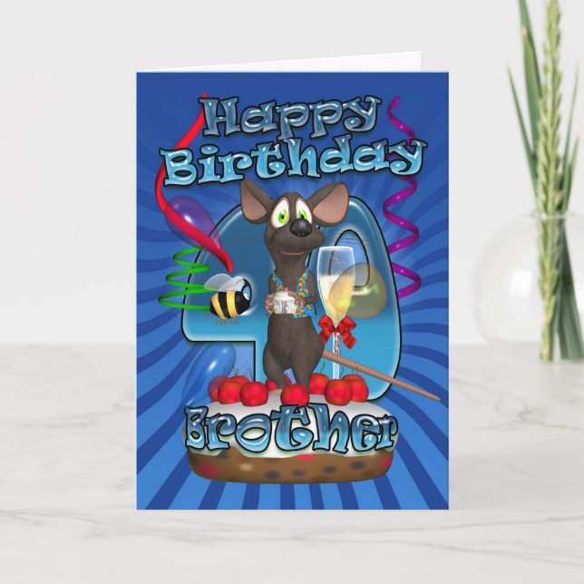 40.ª Tarjeta De Cumpleaños Para Hermano - Ratón Fu (Anverso)