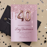 40.ª tarjeta de cumpleaños para su purpurina<br><div class="desc">Invitación para purpurinas de 40 años con presupuesto fijo Una invitación moderna, elegante y glamorosa para un fiesta de 40 años. Un fondo falso de aspecto rosa, decorado con polvo purpurina. Personalice y agregue su nombre y detalles del fiesta. El número 40 se escribe con un tipo de letra en...</div>