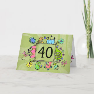 40.ª Tarjeta de cumpleaños por edad de marco de ar