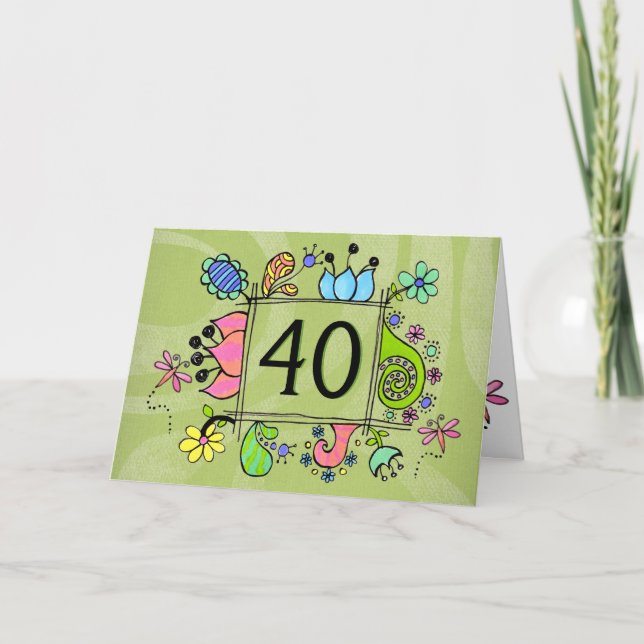 40.ª Tarjeta de cumpleaños por edad de marco de ar (Anverso)