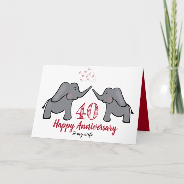 40.ª tarjeta de elefante de la esposa del boda de  (Anverso)