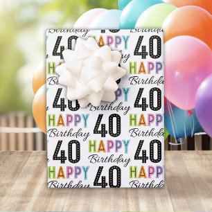 40.ª tipografía colorida de cumpleaños Papel de re