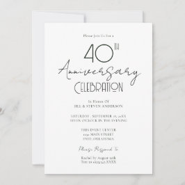 40.º aniversario Boda Invitación a guión elegante
