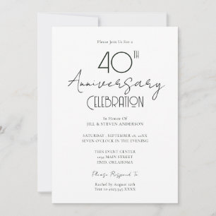 40.º aniversario Boda Invitación a guión elegante