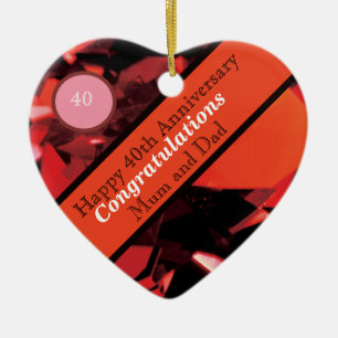 40.º aniversario Boda Ornamento cerámico de rubí