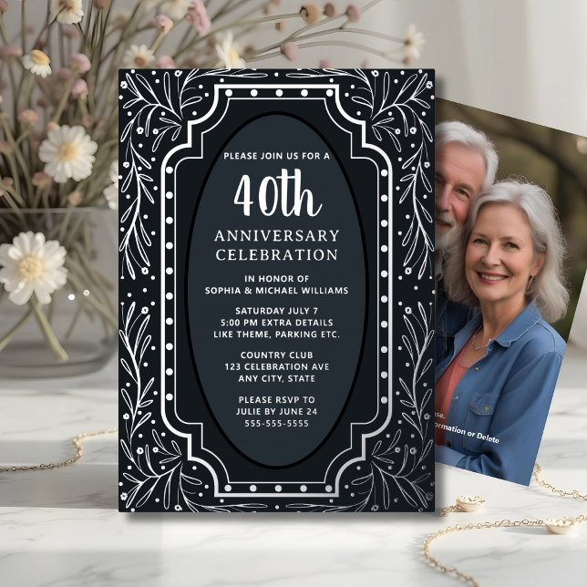 40.º Boda Aniversario Invitaciones Elegantes (Subido por el creador)
