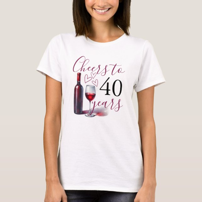 40.º Camisetas del tema del vino de cumpleaños (Anverso)