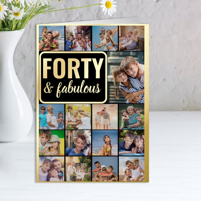 40.º Collage de fotos de cumpleaños negro y oro (Subido por el creador)