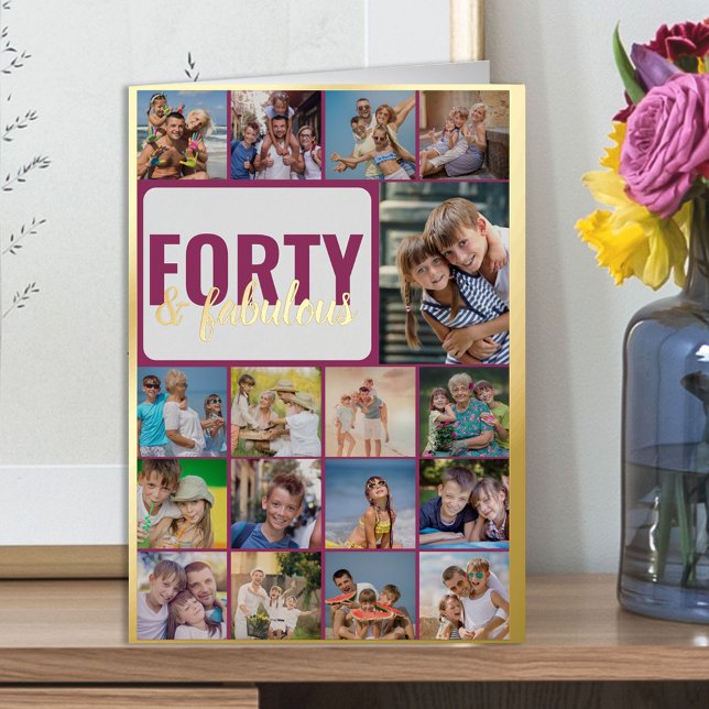 40.º Collage de fotos de cumpleaños rosado y oro (Subido por el creador)