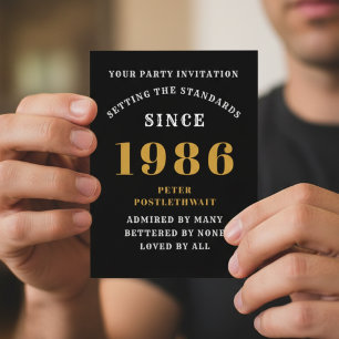 40.º cumpleaños 1986 Invitación de oro negro