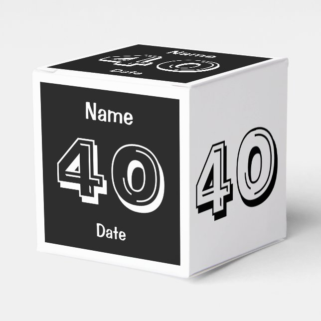 40.º cumpleaños Caja de Favor Personalizada de Bla (Costado Anverso)