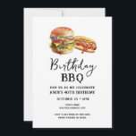 40.º cumpleaños Invitación Casual BBQ<br><div class="desc">Invitaciones a barbacoa de cumpleaños. Fácil de personalizar. Todo el texto es ajustable y fácil de cambiar para sus propias necesidades fiestas. Hamburguesa Watercolor simple y gráficos de hotdog. Invitaciones para él. Diseño de cumpleaños BBQ Bar o patio trasero. Cualquier edad,  sólo cambia el texto.</div>